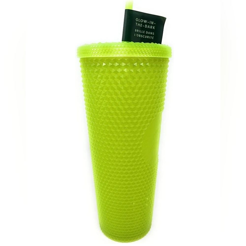 Starbucks 24 oz Double Wall Glow in the Dark Black Light UV Slime Green …